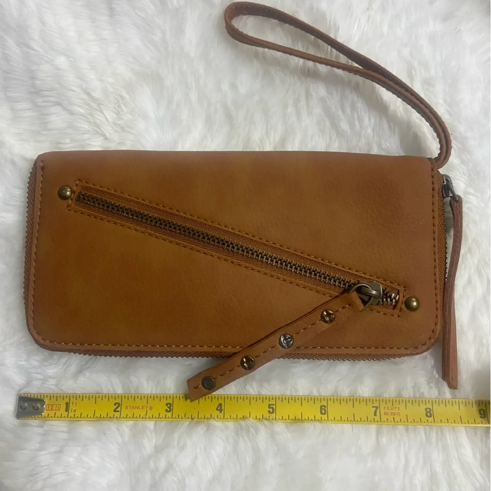 Free People Brown Vegan Leather Wristlet